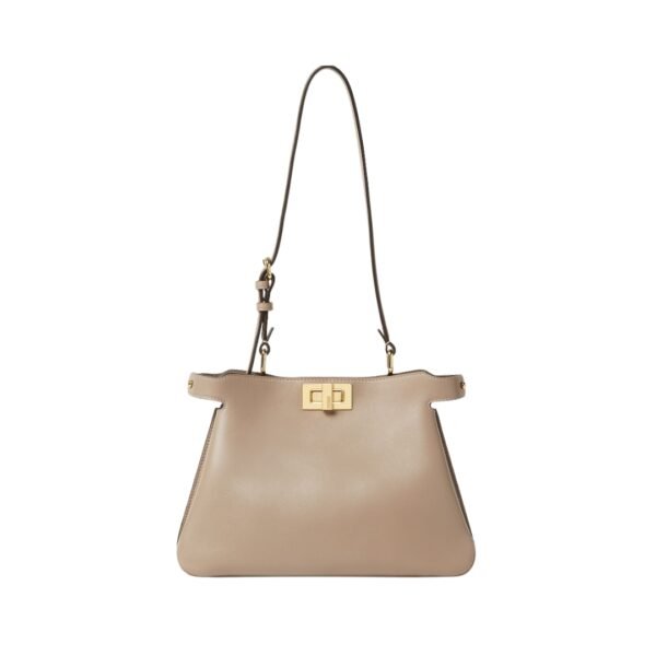 Tasche aus grauem Taupe-Leder 19 cm