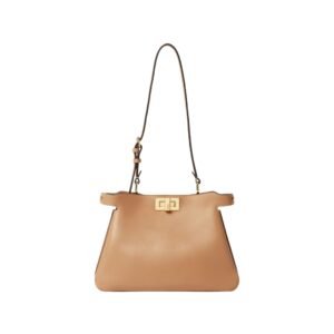 Tasche aus Leder in Cappuccino-Farbe 19 cm