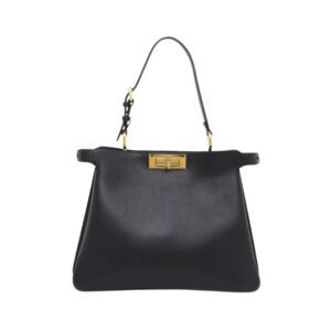 Schwarze Ledertasche  25.5 cm