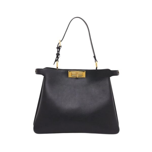 Schwarze Ledertasche  25.5 cm