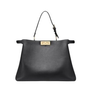 Schwarze Ledertasche 28 cm