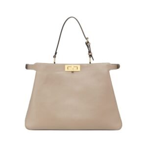 Ledertasche in Grau-Taupe 28 cm