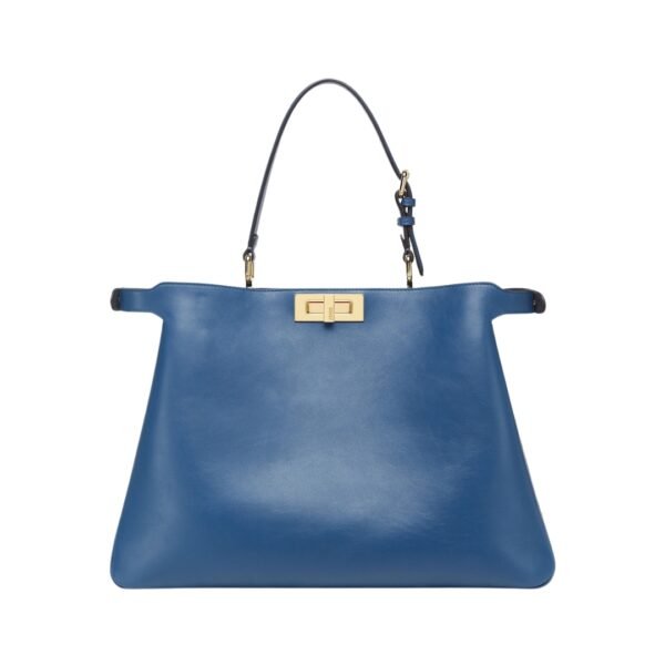 Blaue Ledertasche 28cm