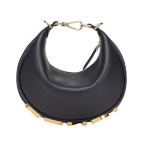 Mini schwarze Ledertasche 13 cm