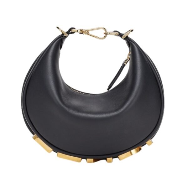 Mini schwarze Ledertasche 13 cm