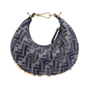 Mini Tasche aus blauer Chenille 13 cm