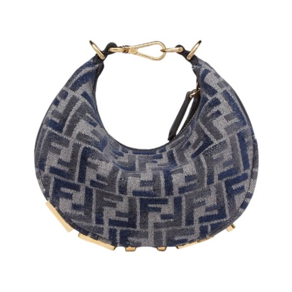Mini Tasche aus blauer Chenille 13 cm