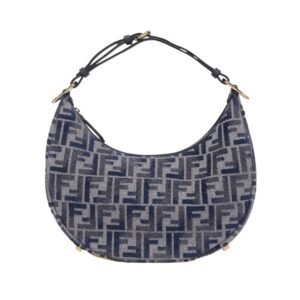 Ledertasche aus dunkelblauer FF-Chenille 24.5 cm
