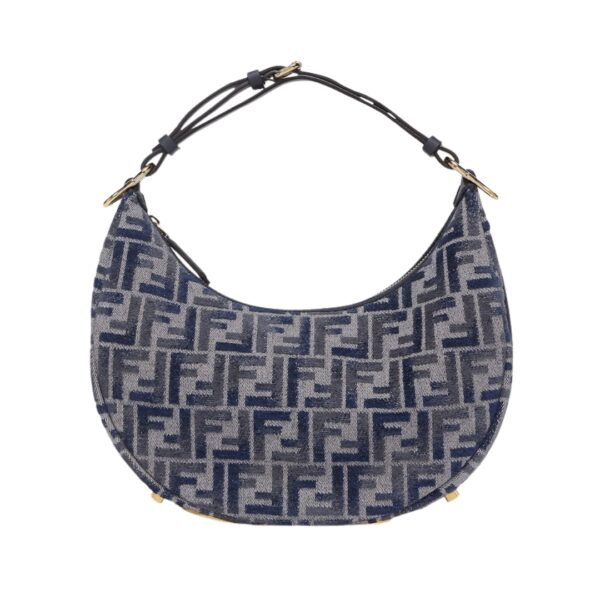 Ledertasche aus dunkelblauer FF-Chenille 24.5 cm
