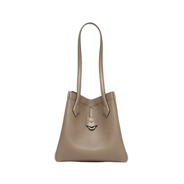 Umwandelbare Ledertasche in Taupefarbe 27 cm