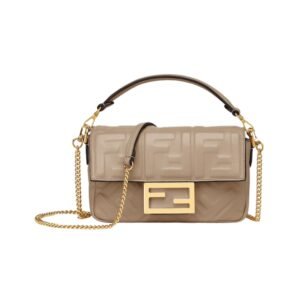 Ledertasche aus Nappaleder in Taupefarbe 13 cm