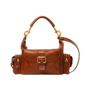Kamera-Tasche aus glänzendem Leder 34 cm