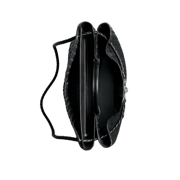Top-Griff-Tasche aus geschmeidigem Intrecciato-Leder in Schwarz 35 cm - Image 2