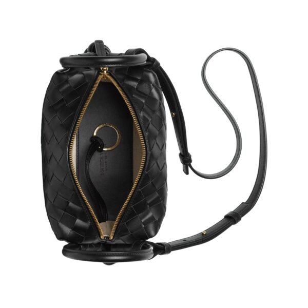 Crossbody-Tasche aus Intrecciato-Leder in Schwarz 12 cm - Image 2
