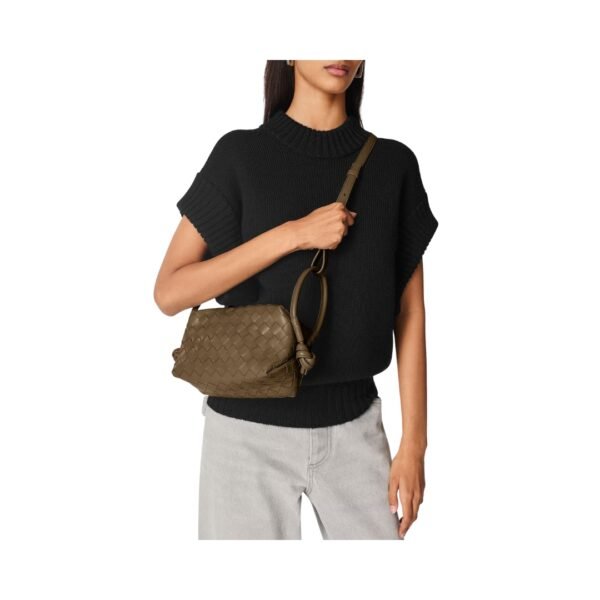 Crossbody-Tasche aus Intrecciato-Leder in Kiefernzapfen 13 cm - Image 2