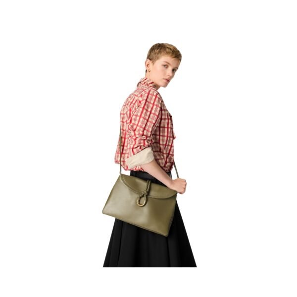 Crossbody-Tasche aus glattem Kalbsleder in Algen 23 cm - Image 2