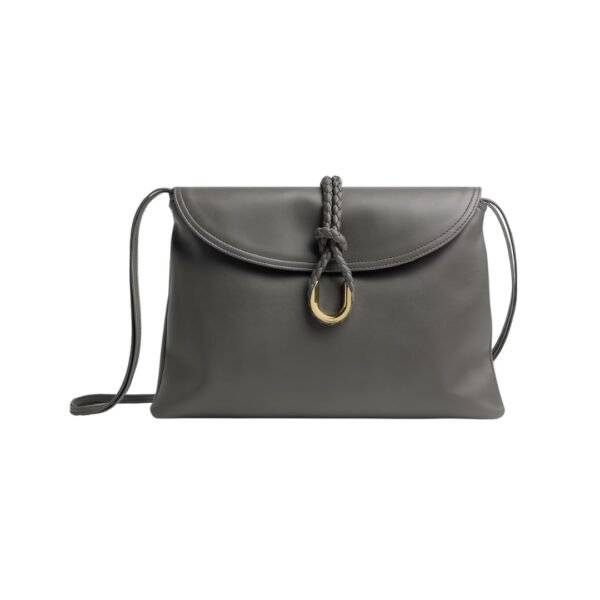 Crossbody-Tasche aus glattem Kalbsleder in Lapilli 23 cm