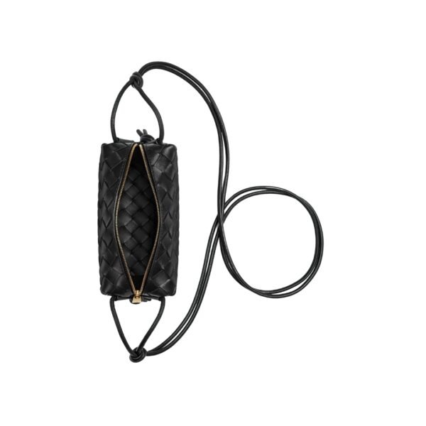 Crossbody-Tasche aus Intrecciato-Leder in Schwarz 11 cm - Image 2