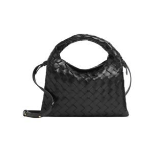 Crossbody-Tasche mit Intrecciato in Schwarz 14.5 cm