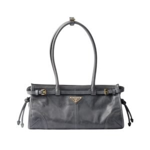 Mittelgroße Lederhandtasche in Blau 15.5 cm