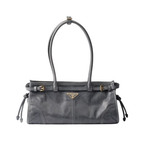 Mittelgroße Lederhandtasche in Blau 15.5 cm