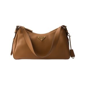 Mittelgroße Lederschultertasche in Karamell 18 cm