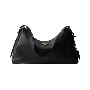 Aimée große Lederschultertasche in Schwarz 23cm