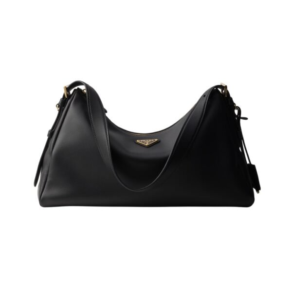 Aimée große Lederschultertasche in Schwarz 23cm