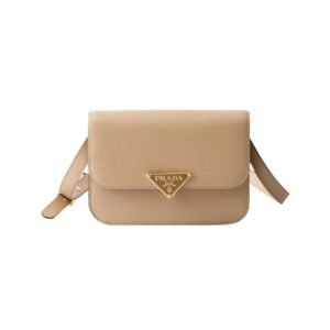 Leder-Schultertasche mit Überschlag in Sandbeige 15 cm