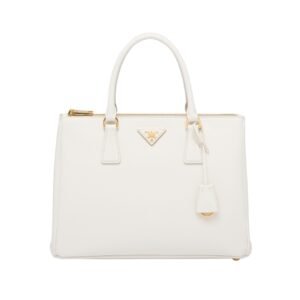Große Galleria Saffiano-Ledertasche Weiß 24 cm