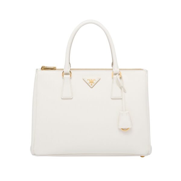 Große Galleria Saffiano-Ledertasche Weiß 24 cm