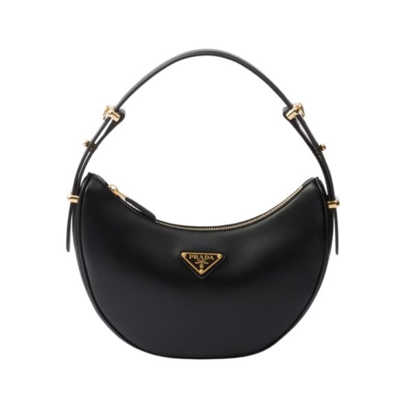 Arqué kleine Lederschultertasche Schwarz 18.5cm