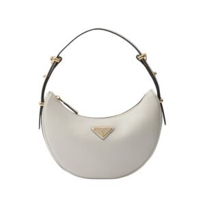Weiße kleine Lederschultertasche 18.5 cm