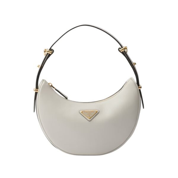 Weiße kleine Lederschultertasche 18.5 cm