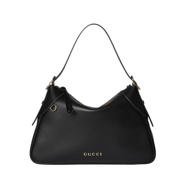 GG Emblem Schultertasche Schwarzes Glattleder 37 cm - Image 5