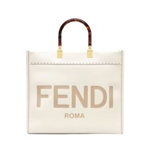 Weiße Leder-Shoppingtasche 31 cm