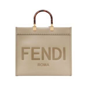 Taubengraue Leder-Shoppingtasche 31 cm