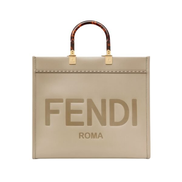 Taubengraue Leder-Shoppingtasche 31 cm