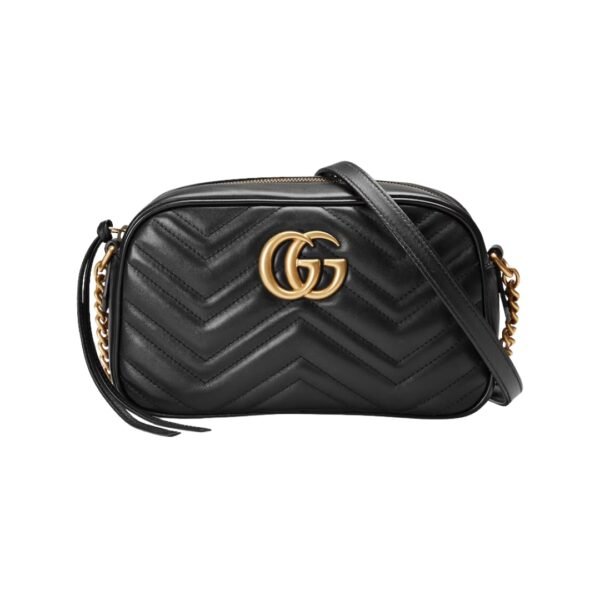 Die Schultertasche aus schwarzem Matelassé-Leder 24 cm