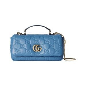 Blaue gesteppte GG-Leder-Tote-Tasche 21.1 cm