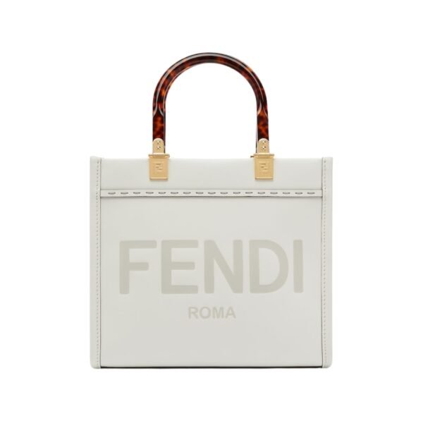 Weiße Leder-Shoppingtasche 22 cm
