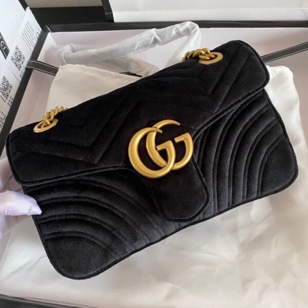 GG Marmont Velvet Schwarz 26 cm - Image 2