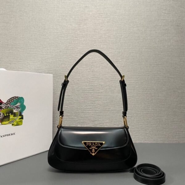 Leder-Schultertasche Schwarz 24 cm - Image 2
