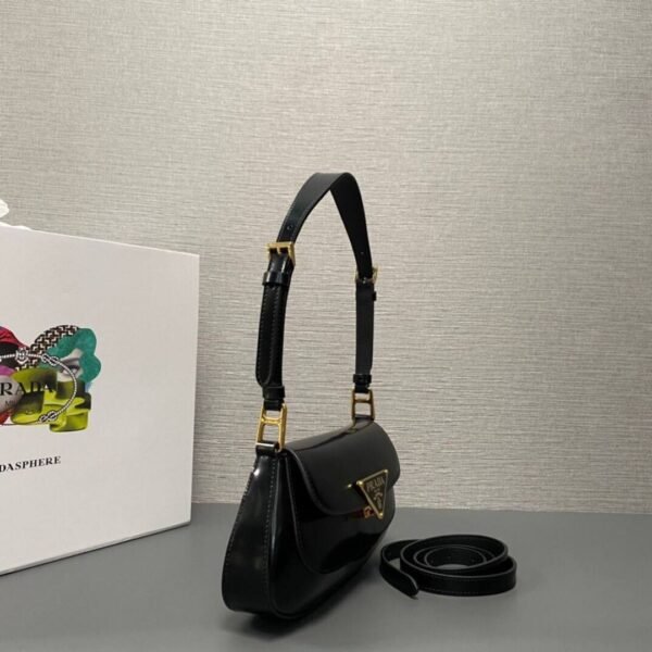 Leder-Schultertasche Schwarz 24 cm - Image 3