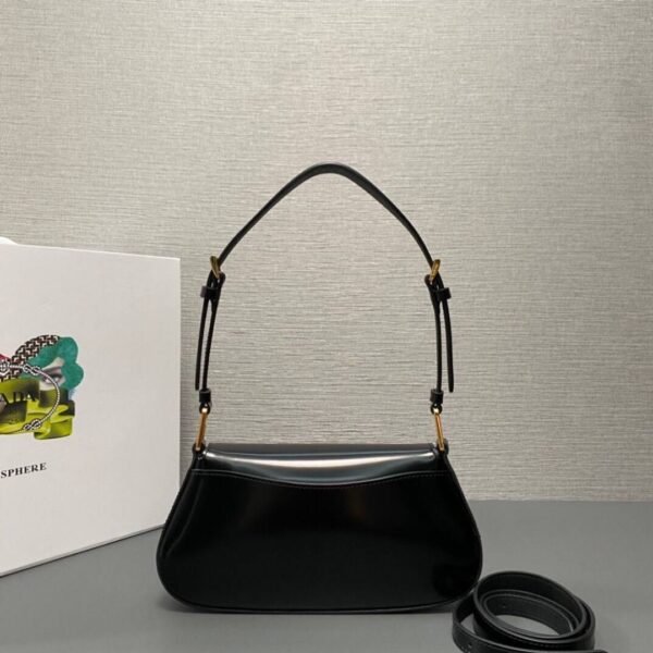 Leder-Schultertasche Schwarz 24 cm - Image 4