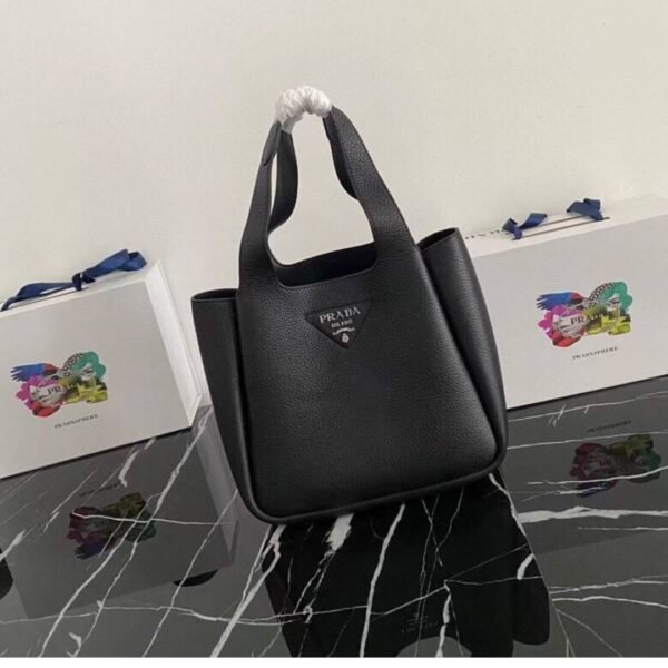 Tote Bag aus Leder Schwarz 25 cm - Image 5