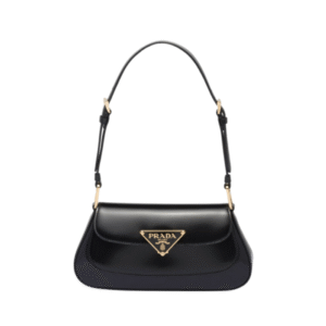 Leder-Schultertasche Schwarz 24 cm