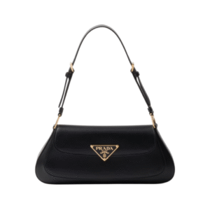 Leder-Schultertasche Schwarz 31 cm