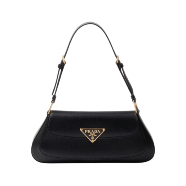 Leder-Schultertasche Schwarz 31 cm