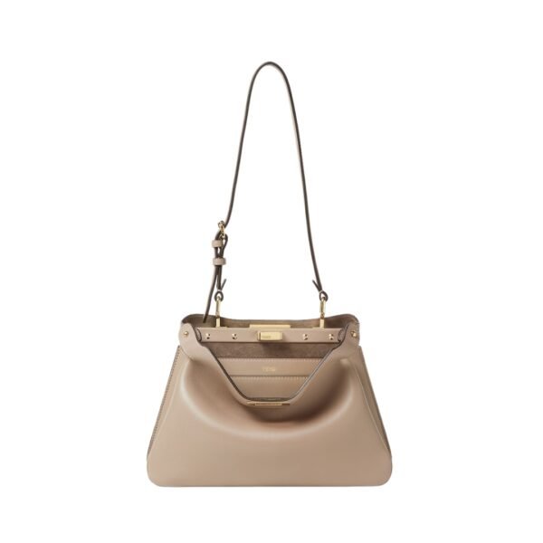 Tasche aus grauem Taupe-Leder 19 cm - Image 4